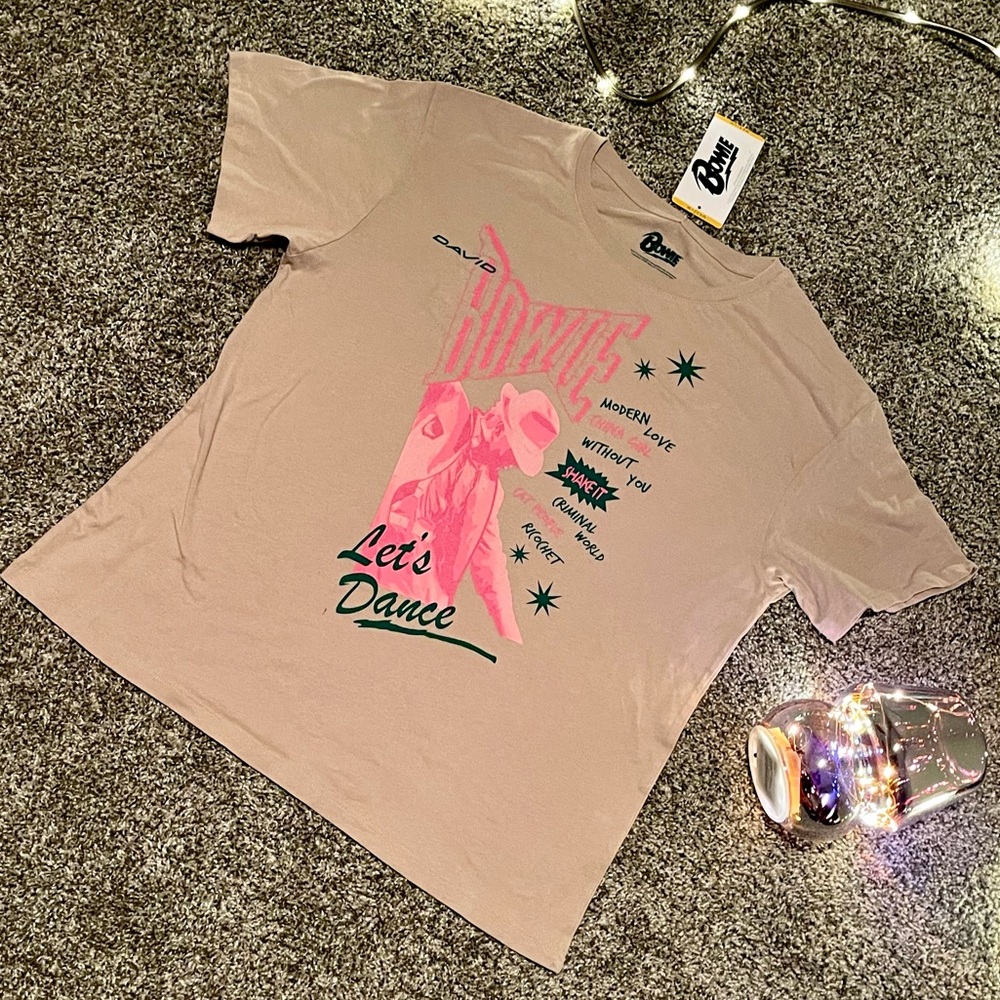NEW David Bowie Let’s Dance Band Tee t shirt Vintage Medium M Pink 80s y2k Retro